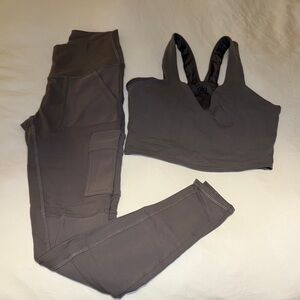 ALO Yoga Gray Leggings and Top Set
